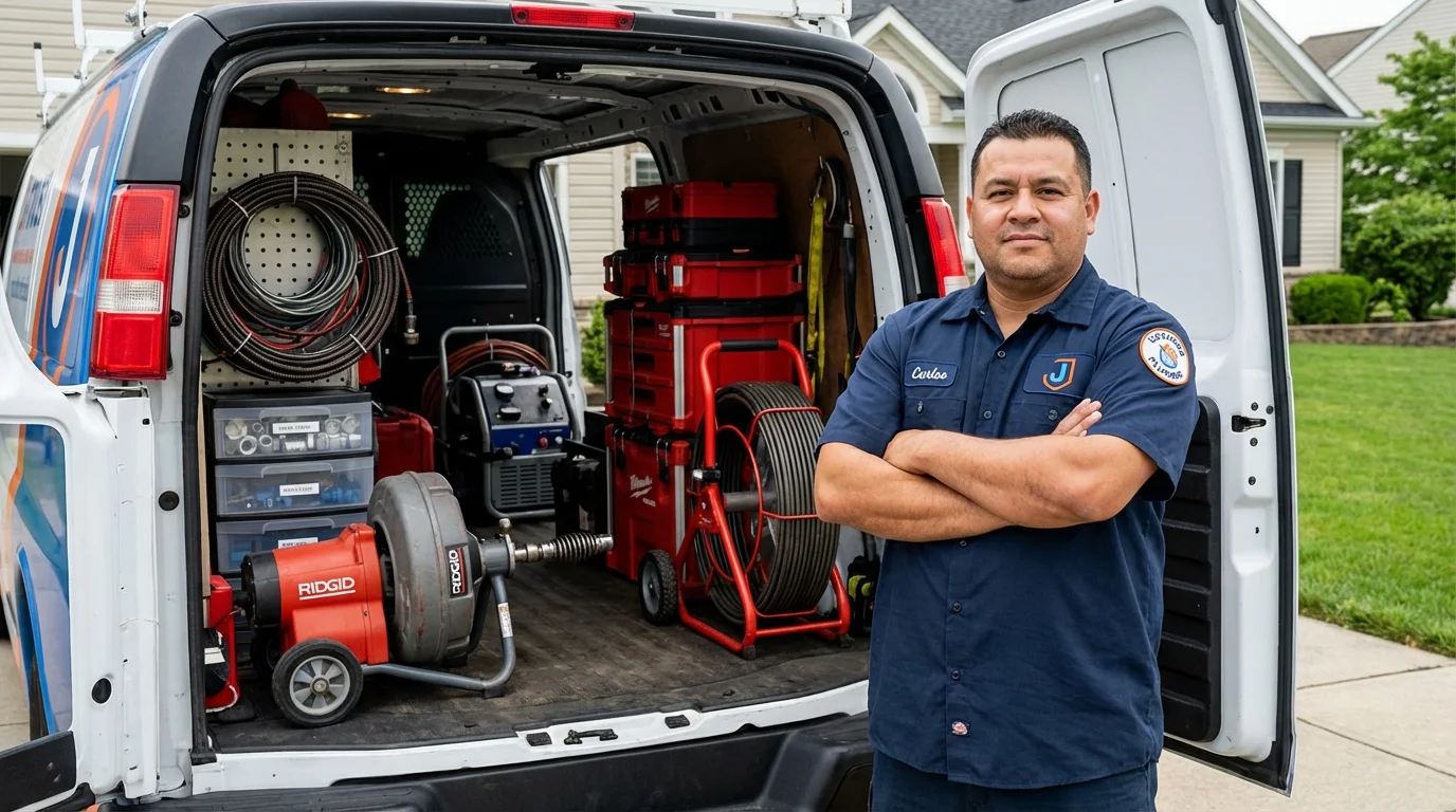 Professional drain cleaning equipment and Johns Plumbing LLC plumber in Stone Park