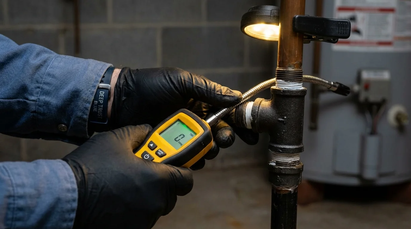 Gas leak detection with electronic sniffer by Johns Plumbing LLC in Stone Park