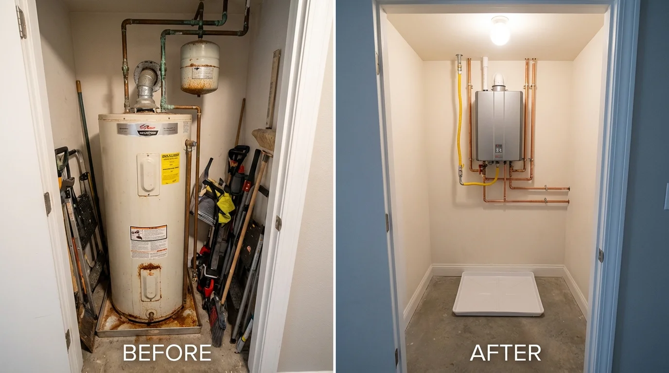 Tank water heater versus wall-mounted tankless unit comparison for Stone Park, IL homeowners